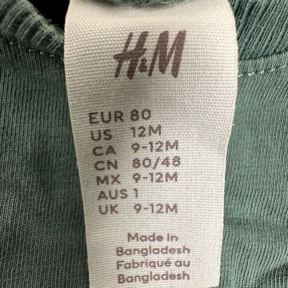 EUC H&M Baby Boy 3 Long Sleeve Tees Brown., Cream & Green Casual - Size 12M - Picture 9 of 10